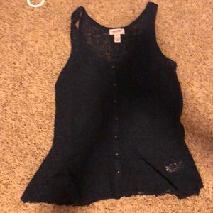 Semi see through navy lace top